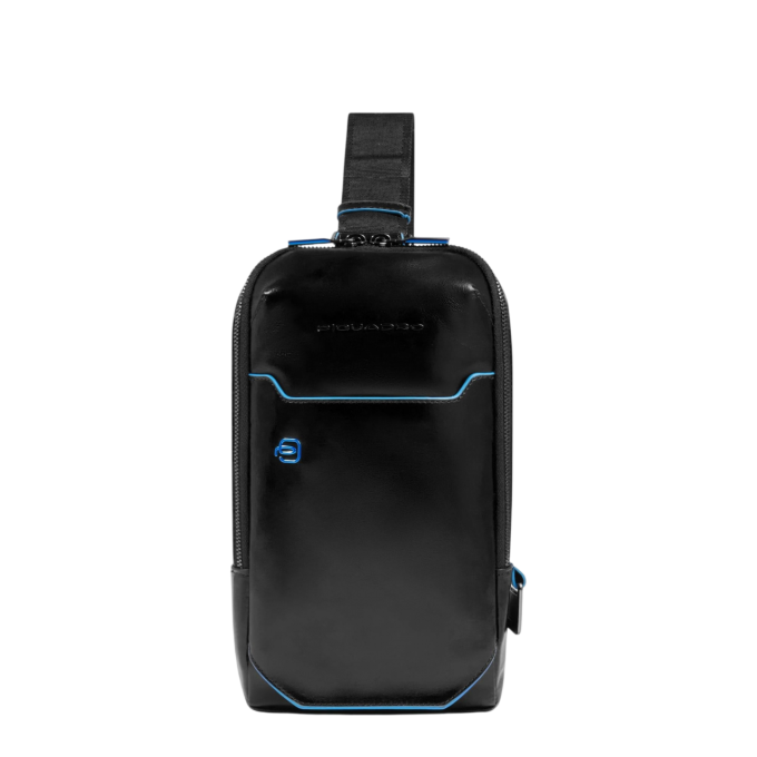 Рюкзак слинг мужской PIQUADRO BLUE SQUARE CA6898B2/N черный кожа