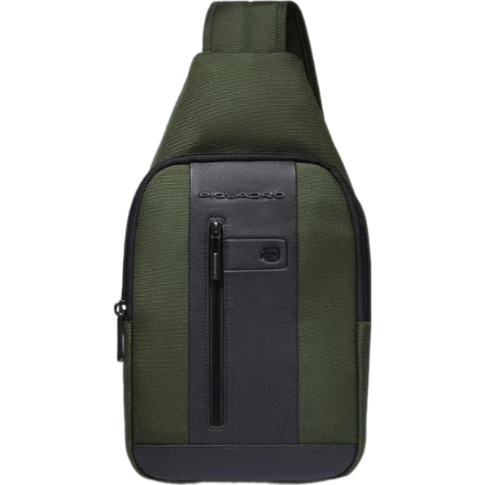 Рюкзак слинг мужской PIQUADRO CA4536BR2/VE2 хаки ткань/натуральная кожа